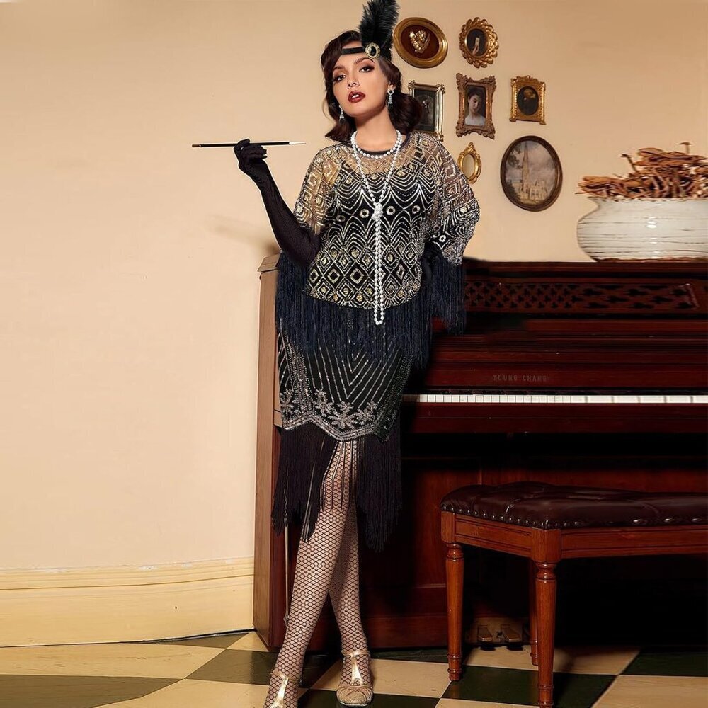 6 Pcs 1920s Flapper Costume Accessories Set Vintage Gatsby Outfits for Women - Picture 5 of 7